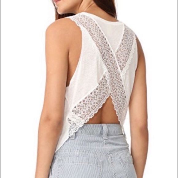 Free People Tops - Free People Peony Lace Open Back Tank